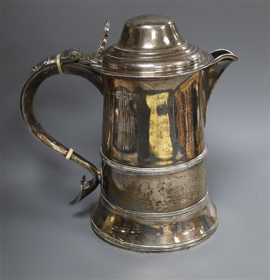 A George Iii silver tankard by Hester Bateman, London, 1784, now converted to a jug, with later hallmarked spout for London, 1871,